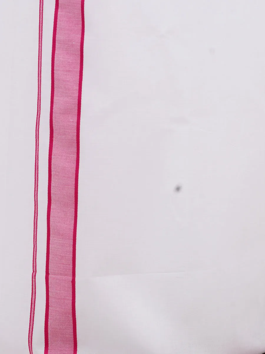 Men Fancy Border Dhoti & Shirt Set Half Sleeves Pink G110