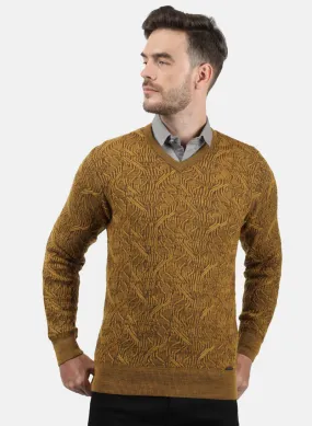 Men Mustard Self Pullover