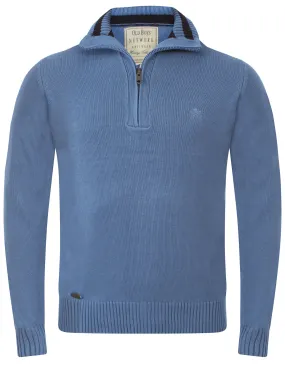 Men's Cotton Rich Zip Sweater in Blue