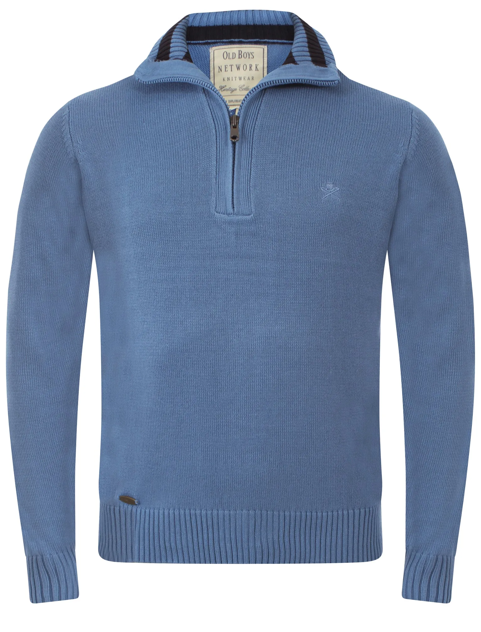 Men's Cotton Rich Zip Sweater in Blue