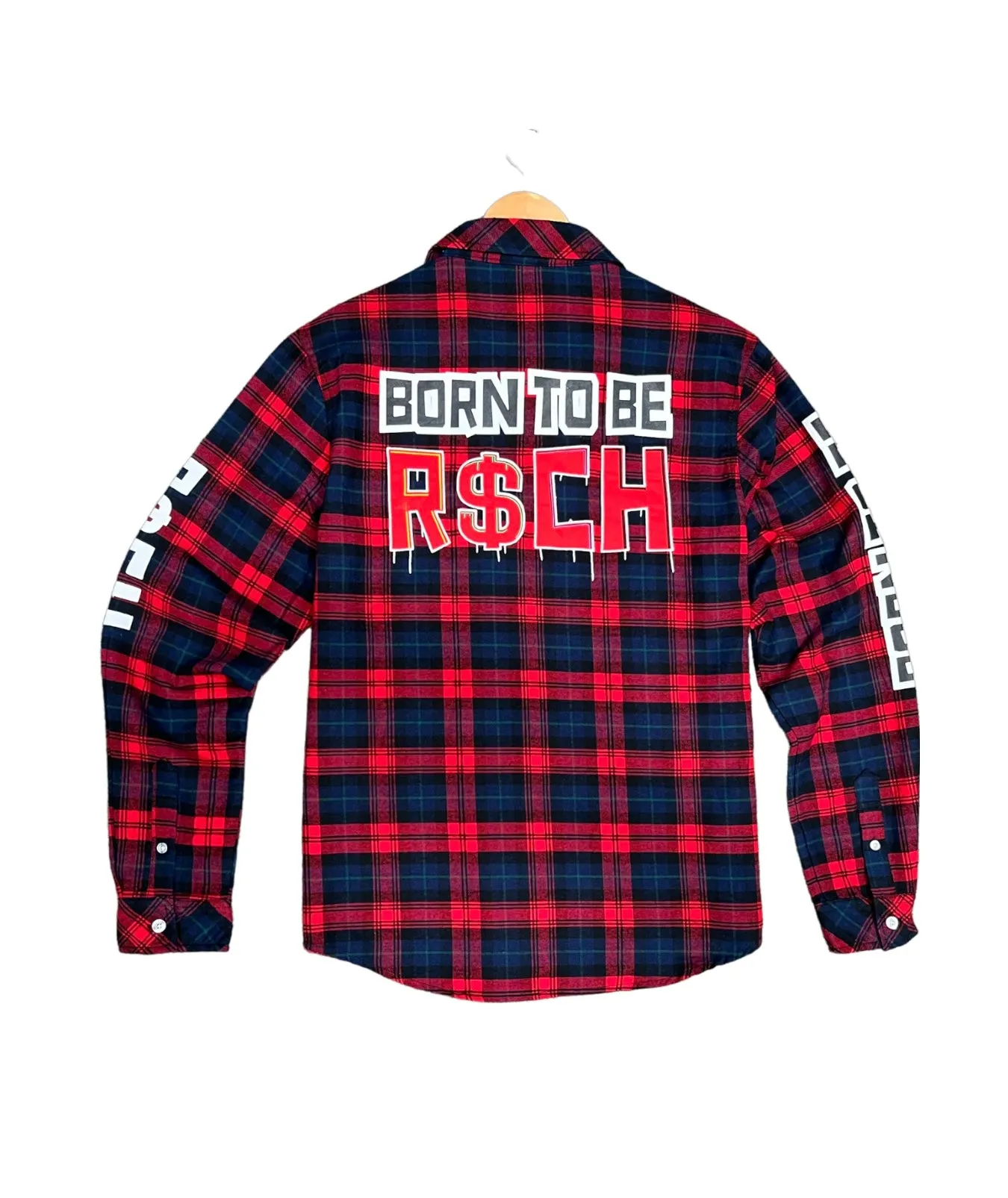 Men's Red Windowpane  Casual Shirt Long Sleeves