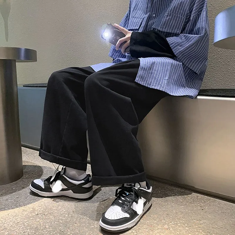 Men's Y2K Clothes Cotton Summer Baggy Cropped Cargo Pants Wide Leg Straight Trousers Clothing For Men Harajuku Streetwear