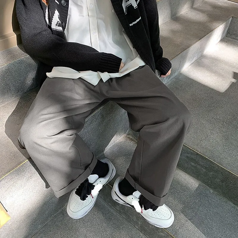 Men's Y2K Clothes Cotton Summer Baggy Cropped Cargo Pants Wide Leg Straight Trousers Clothing For Men Harajuku Streetwear