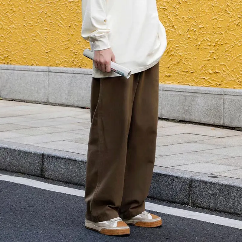Men's Y2K Clothes Cotton Summer Baggy Cropped Cargo Pants Wide Leg Straight Trousers Clothing For Men Harajuku Streetwear