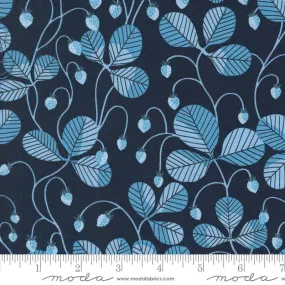 Moda Love Letter Strawberry Vines Peacoat Fabric
