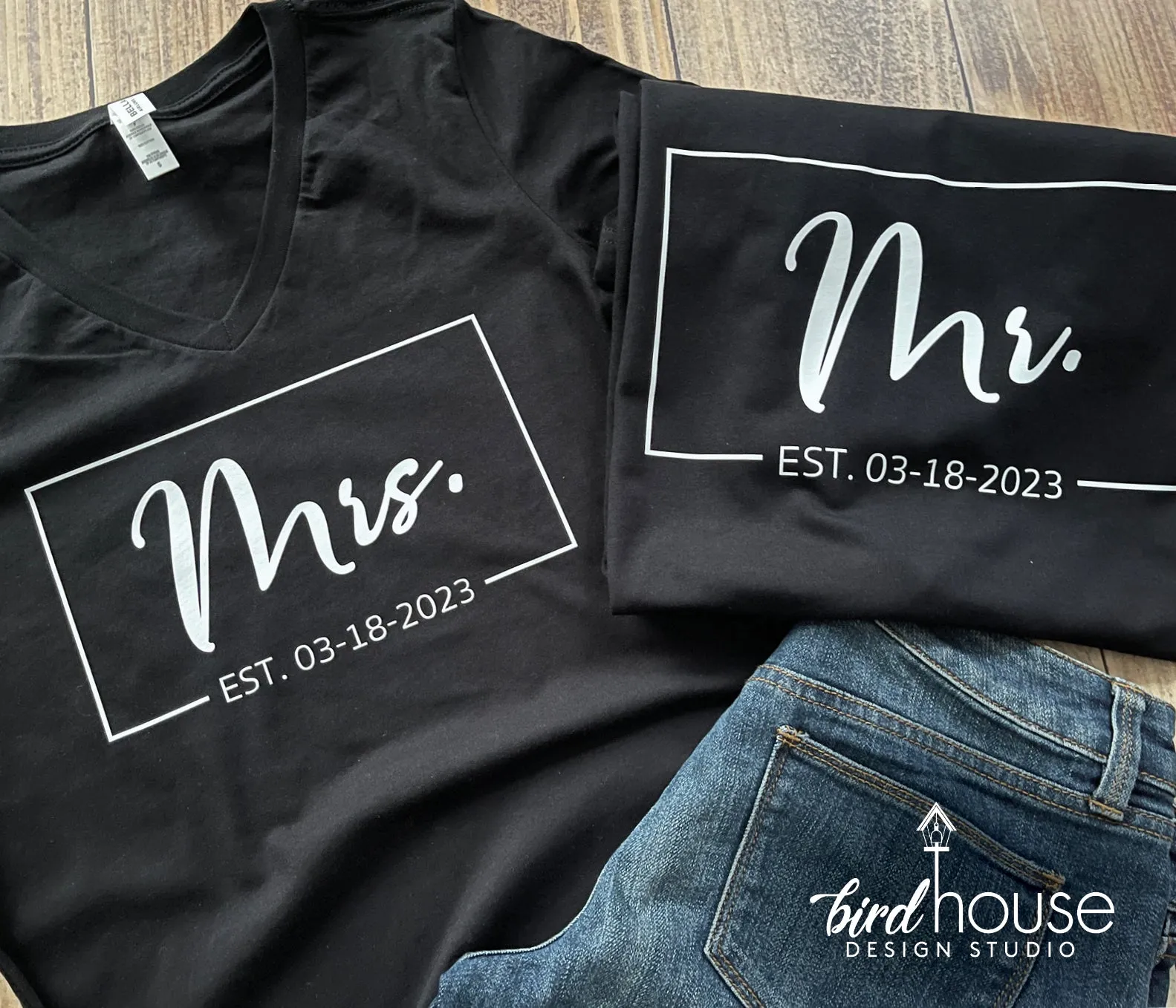 Mrs. Established Date, Script Letters, Personalized, Any Color or Style Cute Wedding Shirt