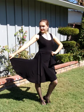 NUG 00694 Black Jersey Panel Latin Dress