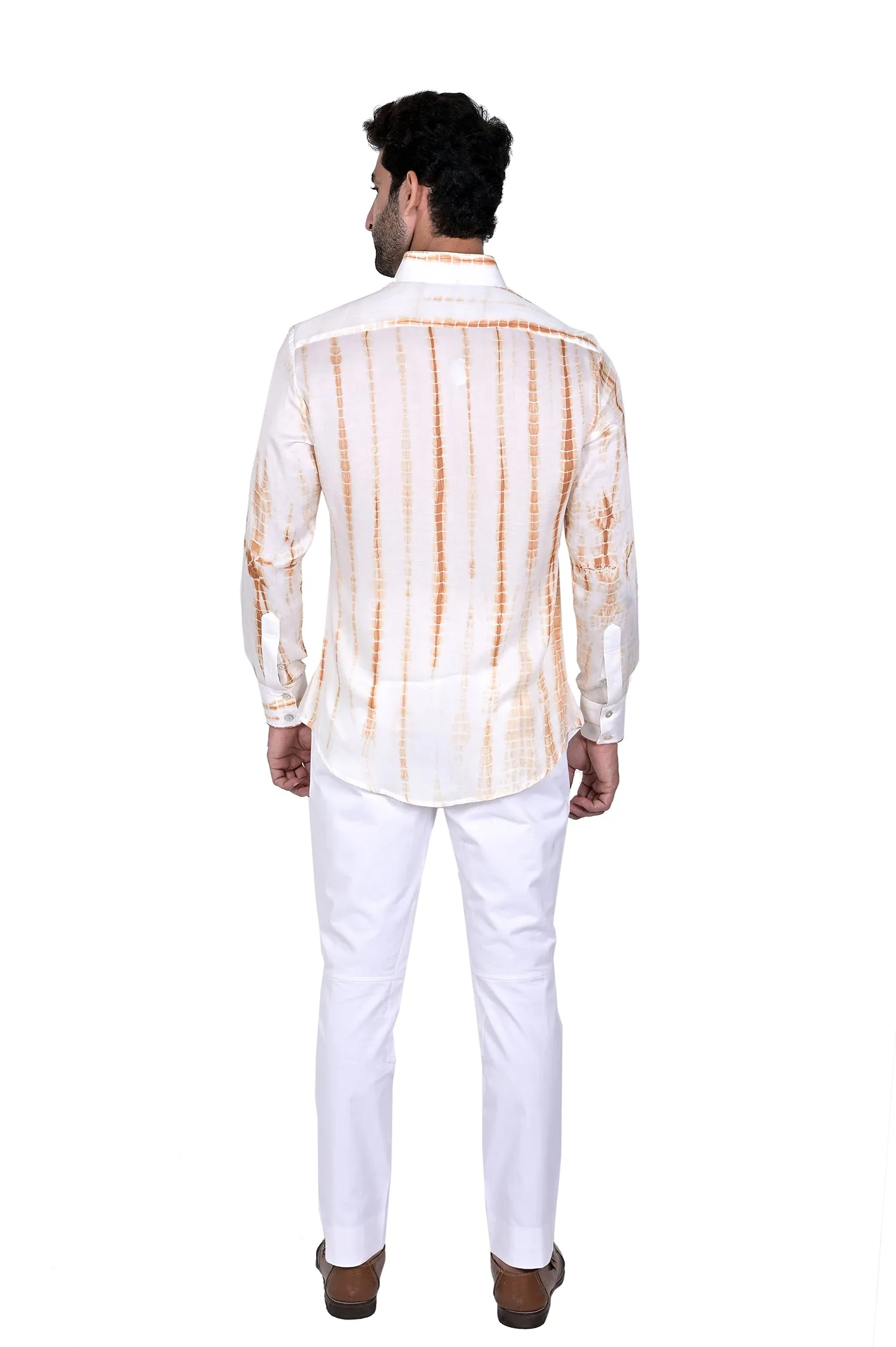 Off White / Rust Streaks  Silk Shirt
