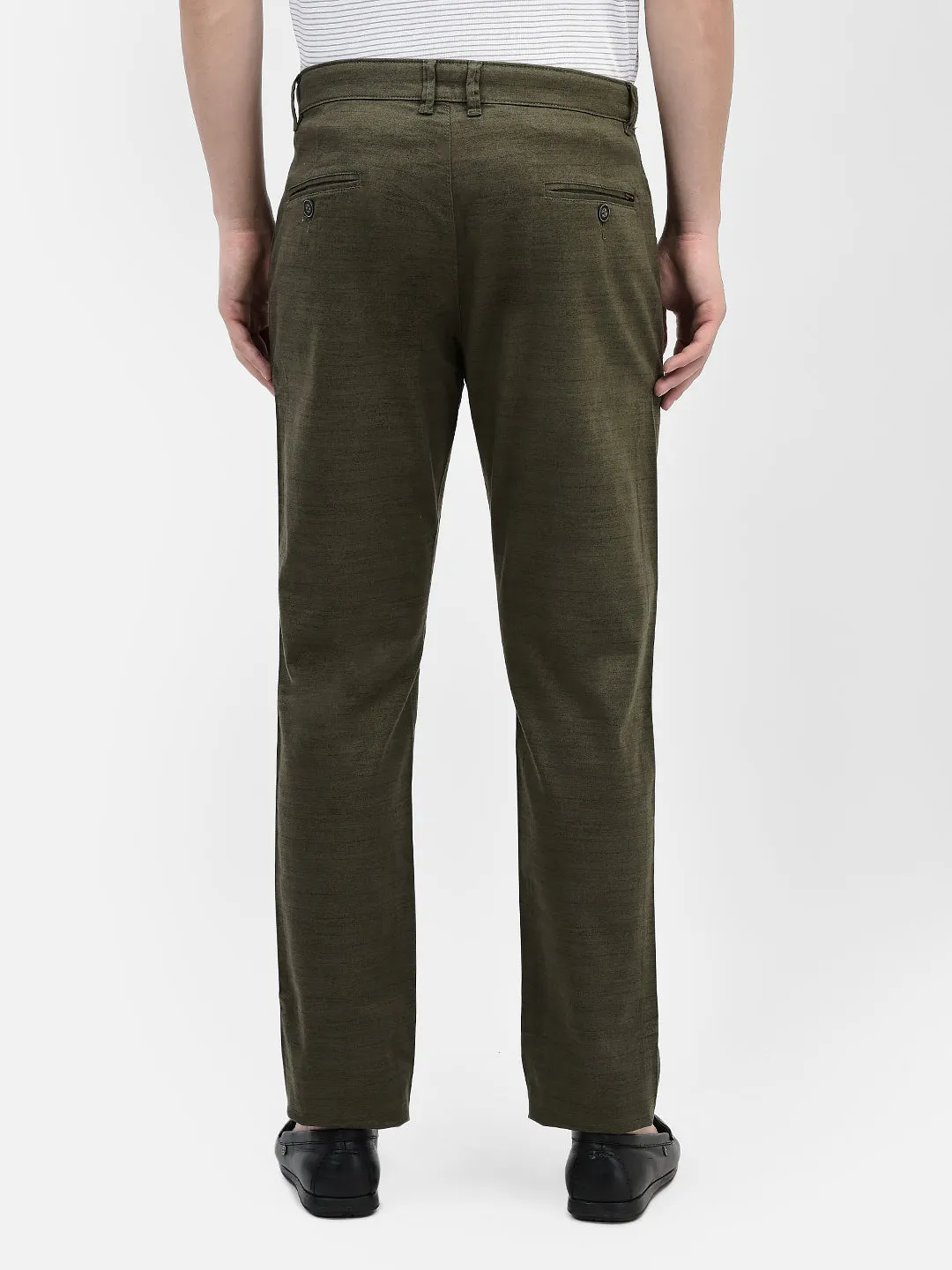 Olive Printed Chinos Trousers