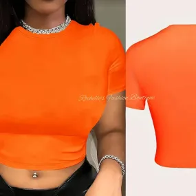 Orange S/S Crop Top