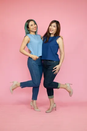 Pad Shoulder Denim Top