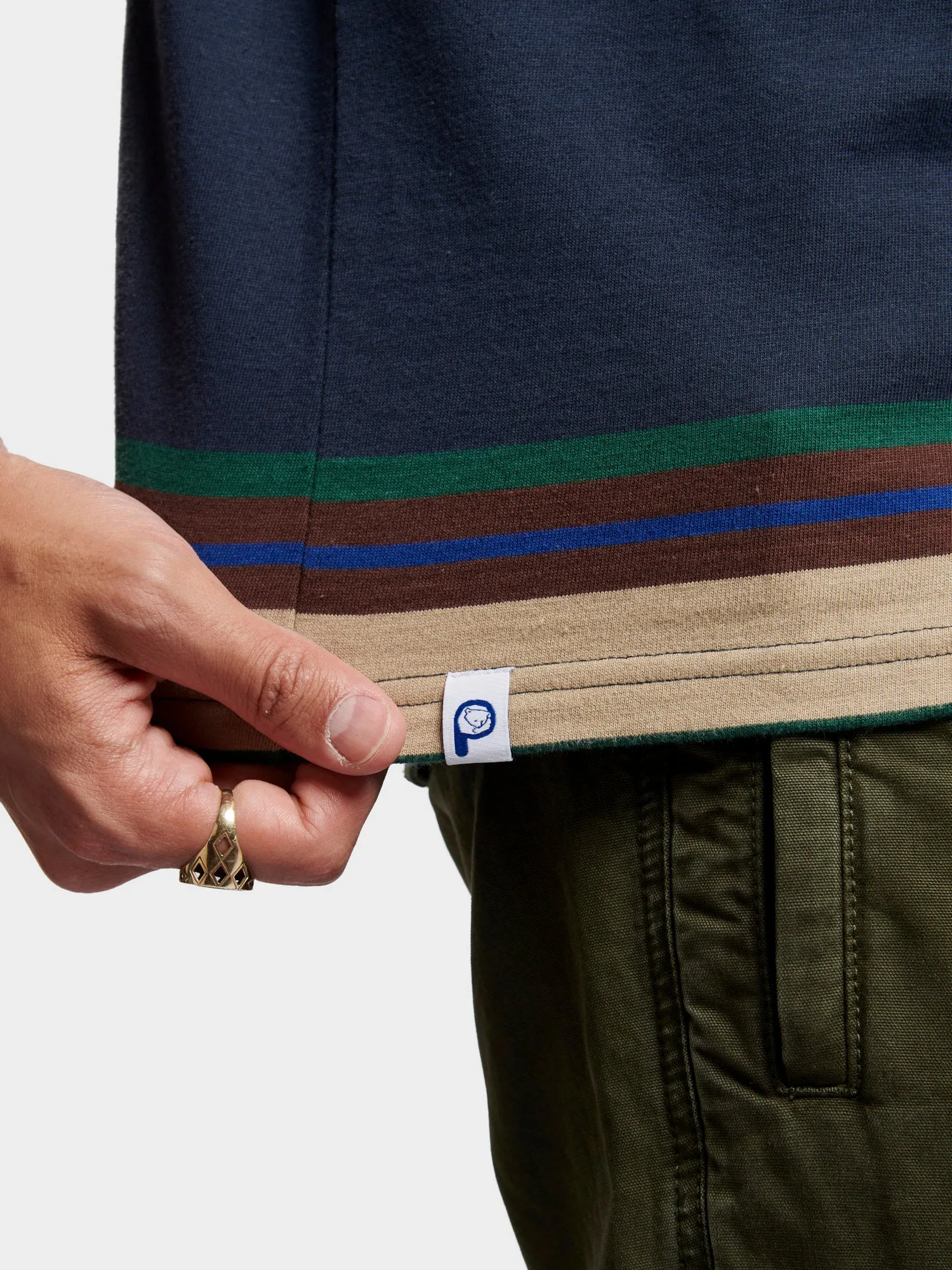 Penfield Mens Stripe T-Shirt Navy Blue