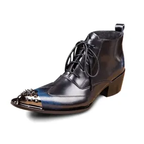 Pointed Lace up Wing Tip Mens Boots
