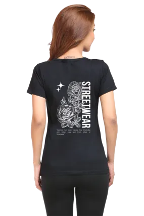 "Streetwear" Back Printed Women T-shirt | Stylish Women's Printed Tee | Comfortable Fit, Perfect for Everyday Wear and Gifting