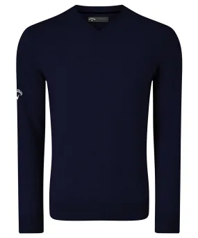 Ribbed v-neck Merino sweater | Dark Navy (Peacoat Navy