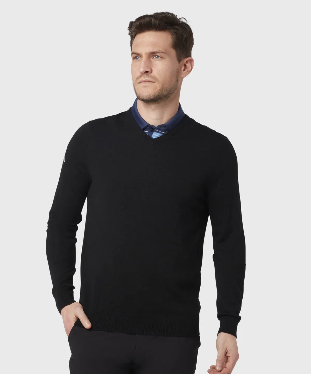 Ribbed v-neck Merino sweater | Dark Navy (Peacoat Navy