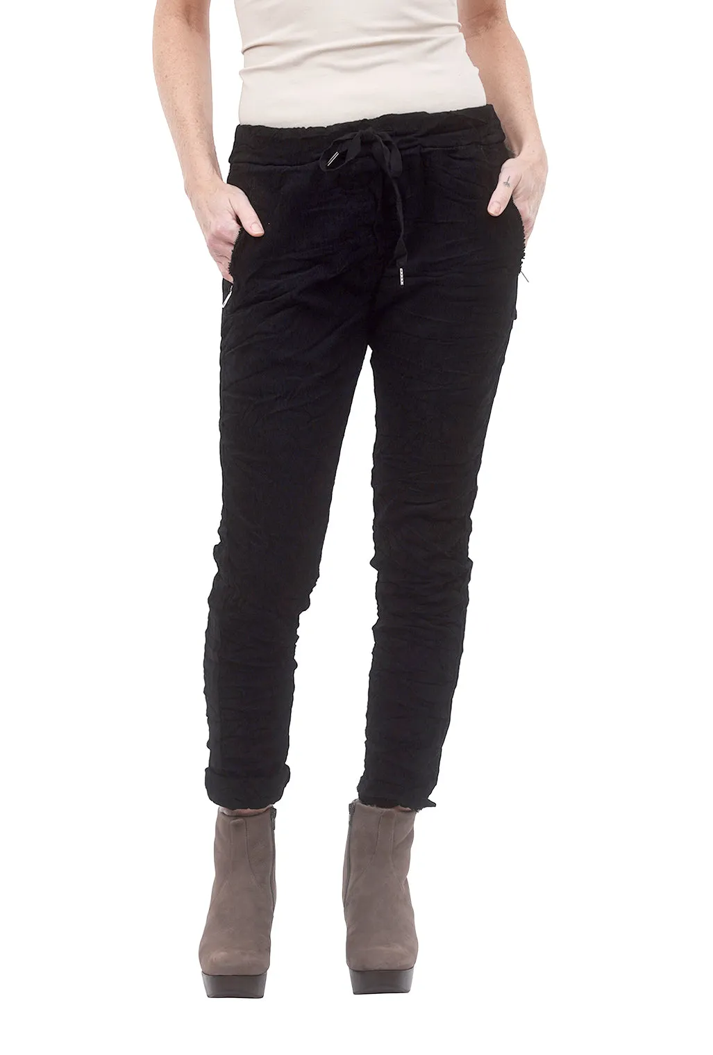 Ribbon-Side Corduroy Jogger, Black