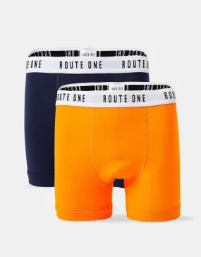 Route One Classic Boxer Shorts 2 Pack - Orange Zest/Classic Navy