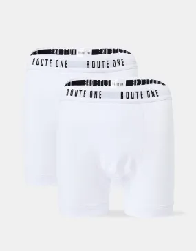 Route One Classic Boxer Shorts 2 Pack - White