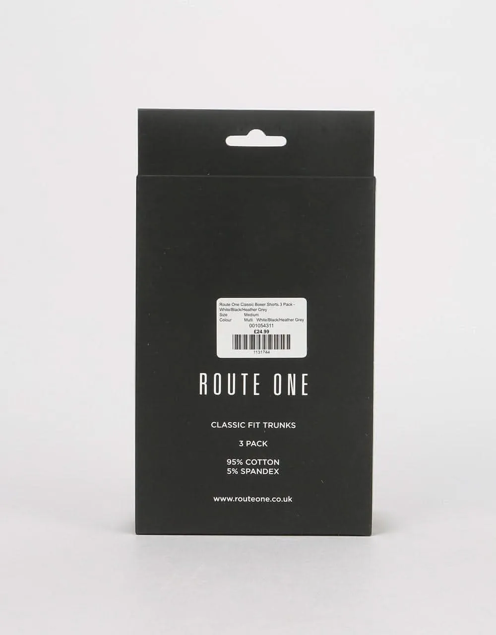 Route One Classic Boxer Shorts 3 Pack - White /Black/Heather Grey