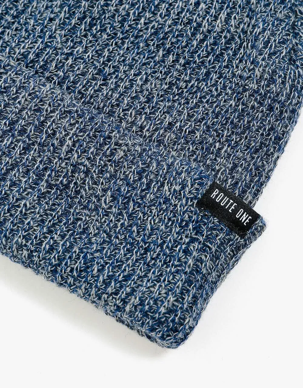 Route One Fisherman Beanie - Heather Blue