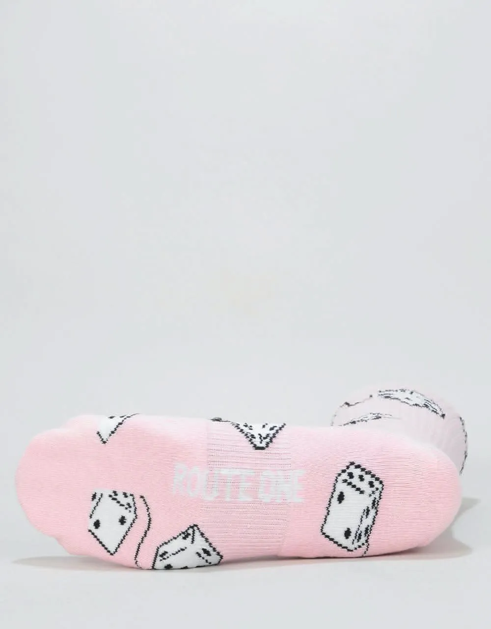 Route One Fluffy Dice Crew Socks - Light Pink