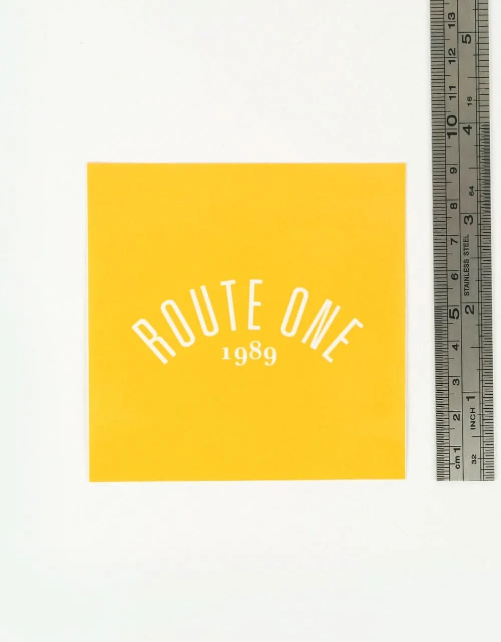 Route One Square Arch Logo Large Sticker - Orange/White