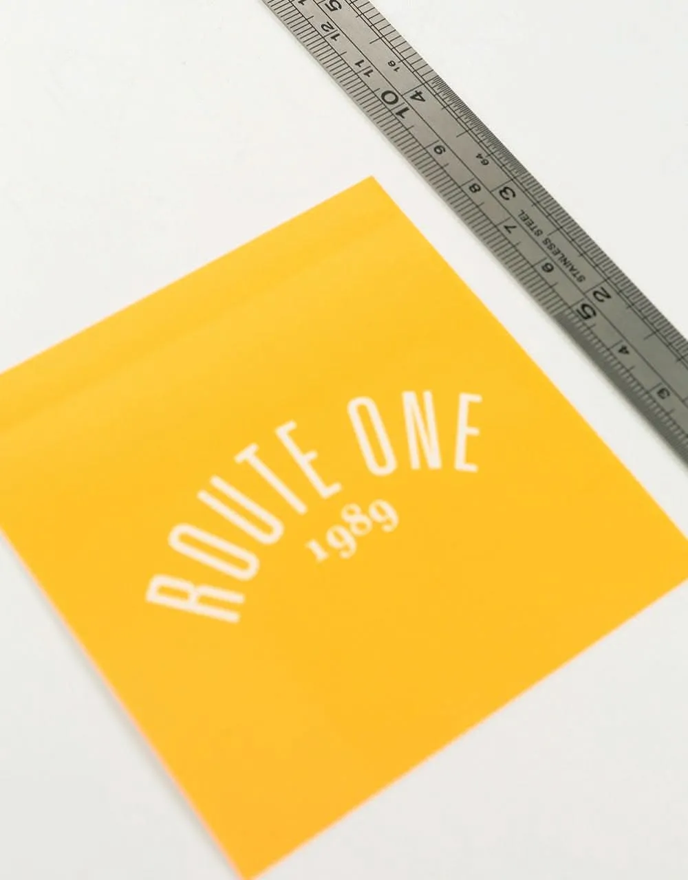 Route One Square Arch Logo Large Sticker - Orange/White