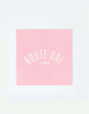 Route One Square Arch Logo Large Sticker - Pink/White