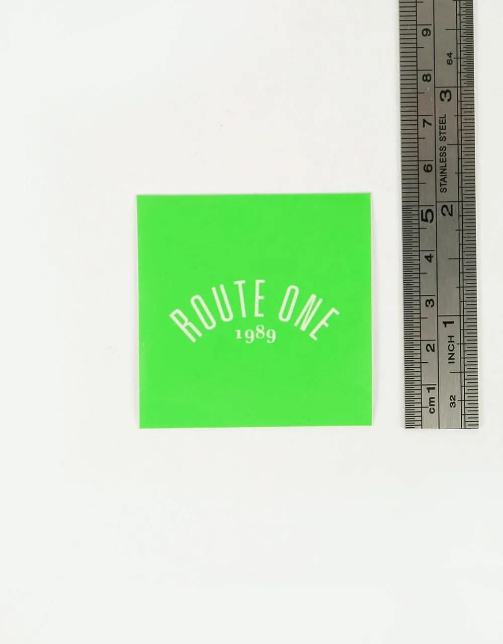 Route One Square Arch Logo Small Sticker - Olive/White