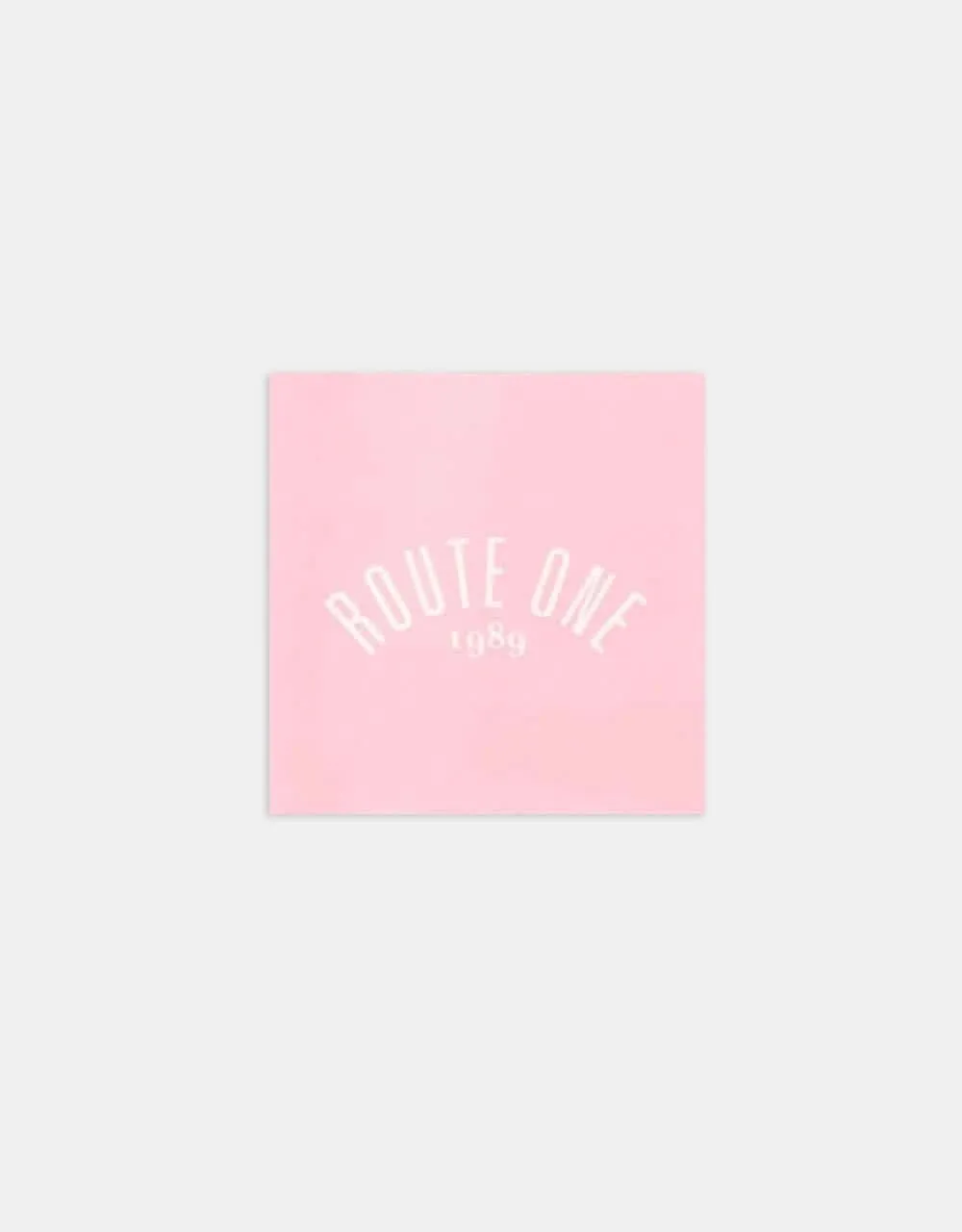 Route One Square Arch Logo Small Sticker - Pink/White
