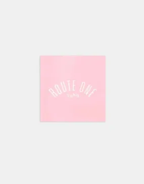 Route One Square Arch Logo Small Sticker - Pink/White