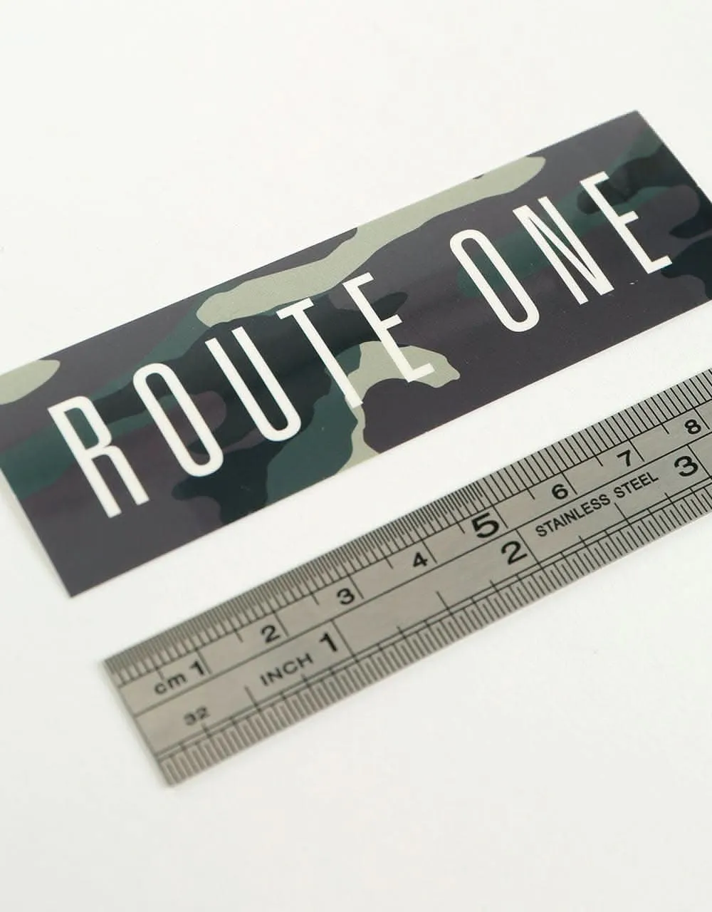 Route One Straight Logo Small Sticker - Camo