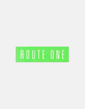 Route One Straight Logo Small Sticker - Olive/White