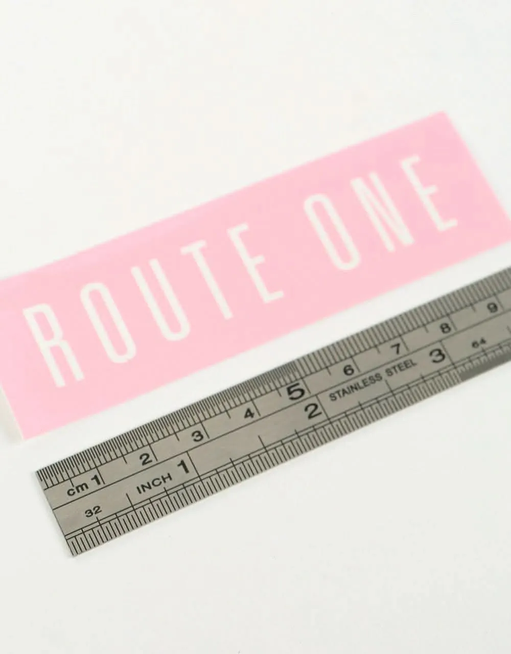 Route One Straight Logo Small Sticker - Pink/White
