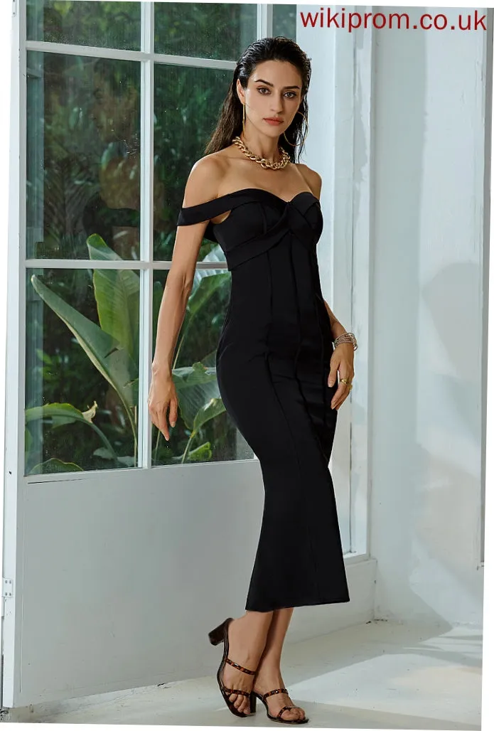 Sexy Off the Crepe Midi Dresses Dylan Bodycon Shoulder Club Dresses Stretch Sleeveless