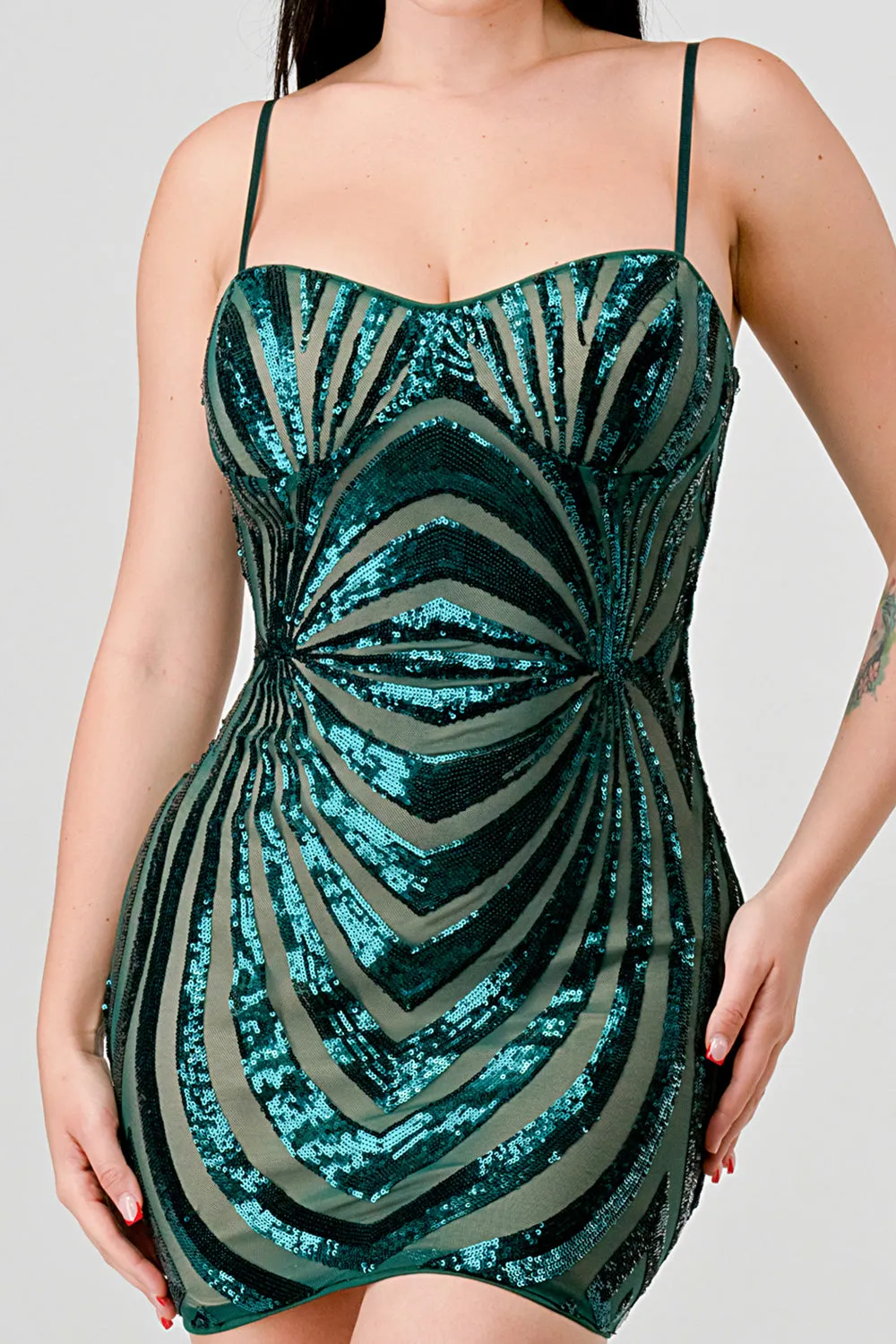 SEXY SEQUIN EMBELLISHED BODYCON MINI DRESS
