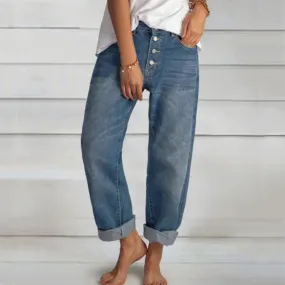 Single-breasted jeans with a straight leg