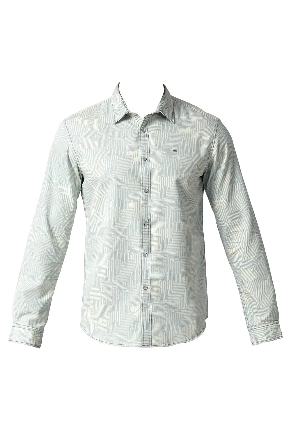 Slim Fit Cotton Polyester Indigo Printed Shirt
