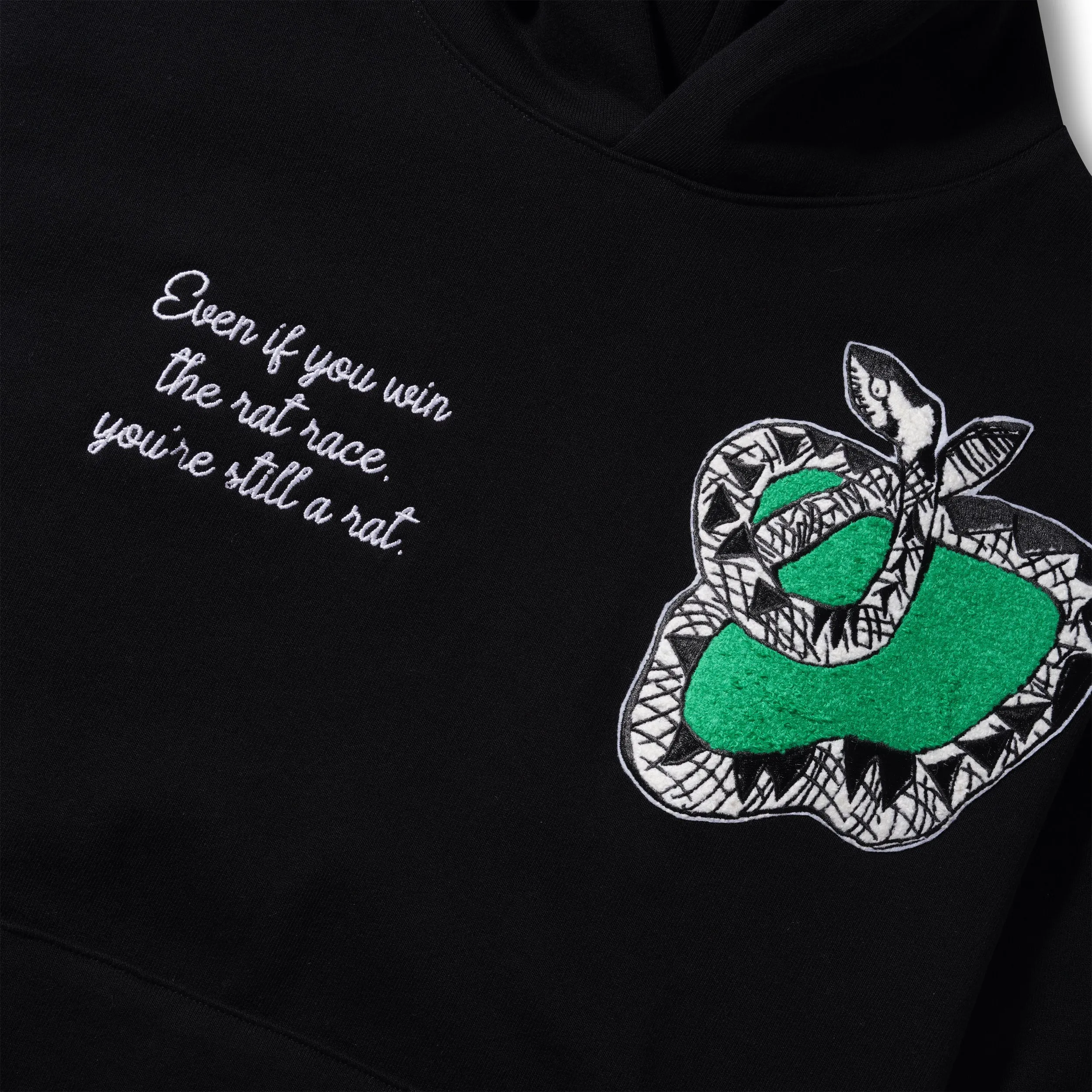 Snake Chenille Patch Pullover, Black