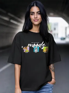 Tom & Jerry Cartoon Print High Quality Womens Drop Shoulder T shirt In Lowest Price