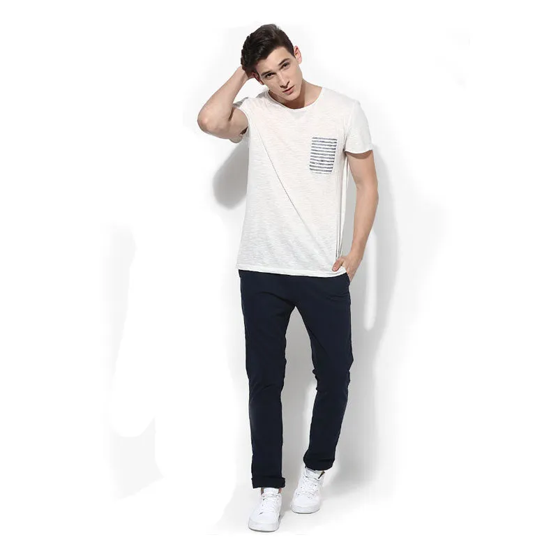 TT Navy Blue Solid Regular Fit Chinos