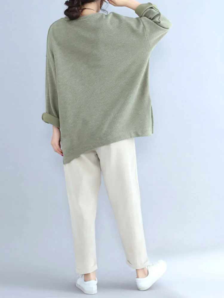 Women Casual Elastic Waist Pure Color Corduroy Pants