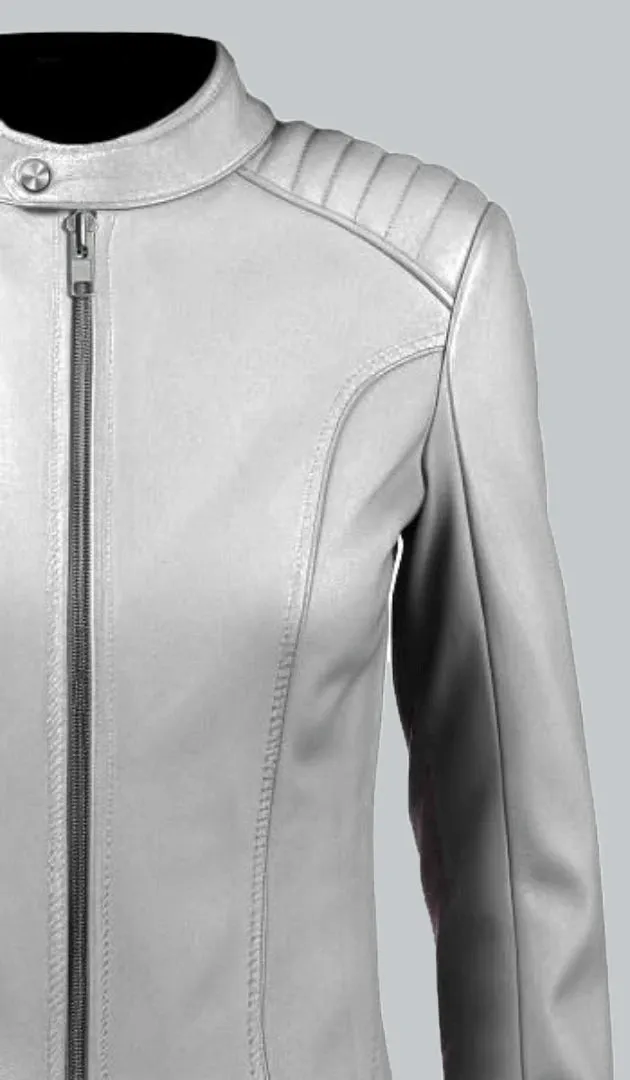 Women White Sheepskin Leather Jacket