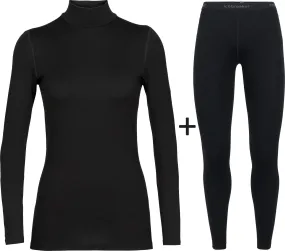 Women's Icebreaker Merino 260 Tech Turtle Neck Top   Tights COMBO