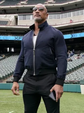 XFL 2023 Dwayne Johnson The Rock Blue Bomber Jacket