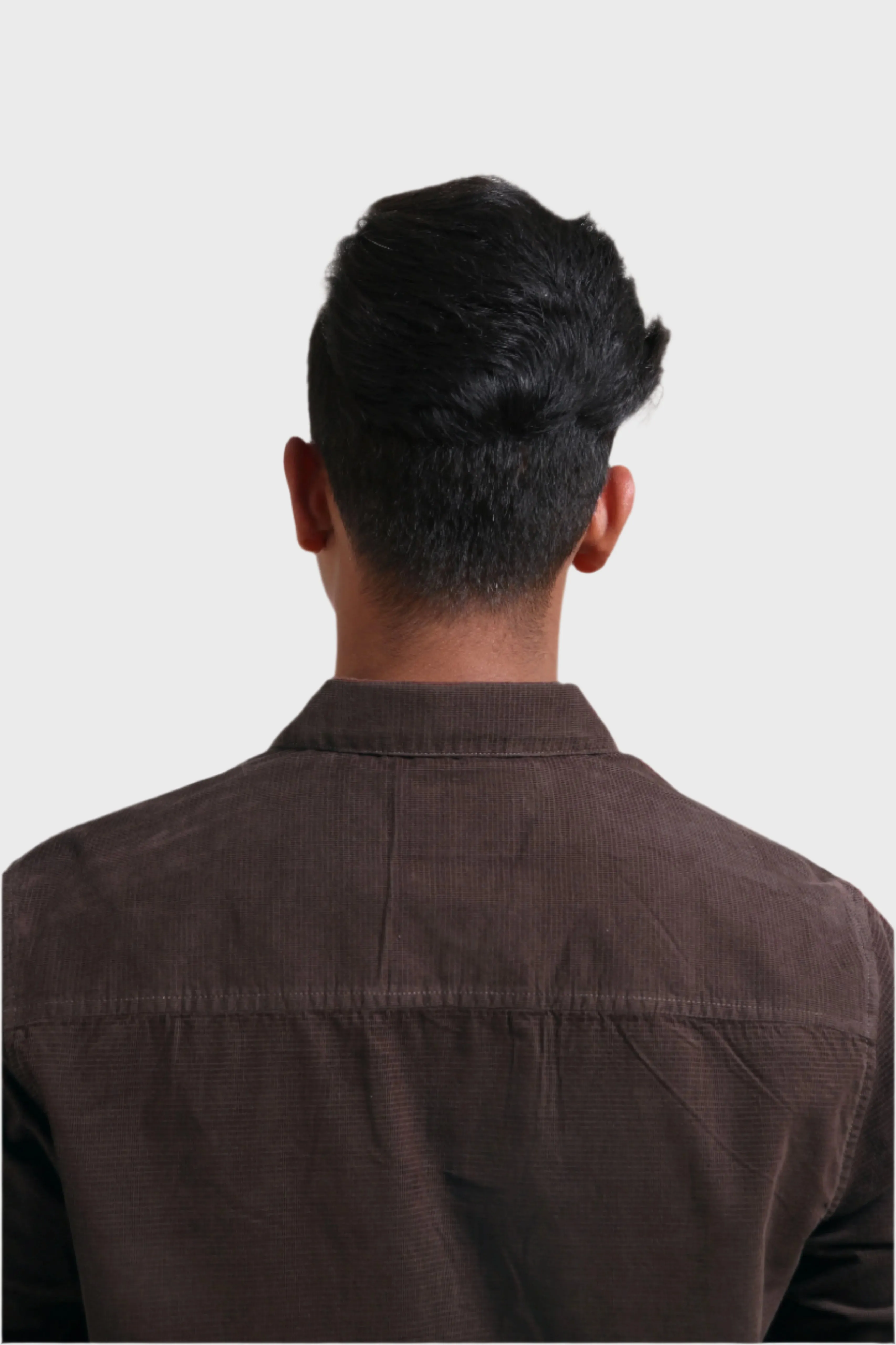 XKIND MEN'S MOCHA BROWN FINE CORDUROY REGULAR FIT SHIRT